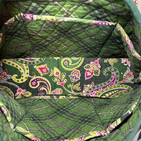 Vera Bradley Chelsea Green Paisley Print Zip Shoulder Bag Purse - Picture 8 of 10
